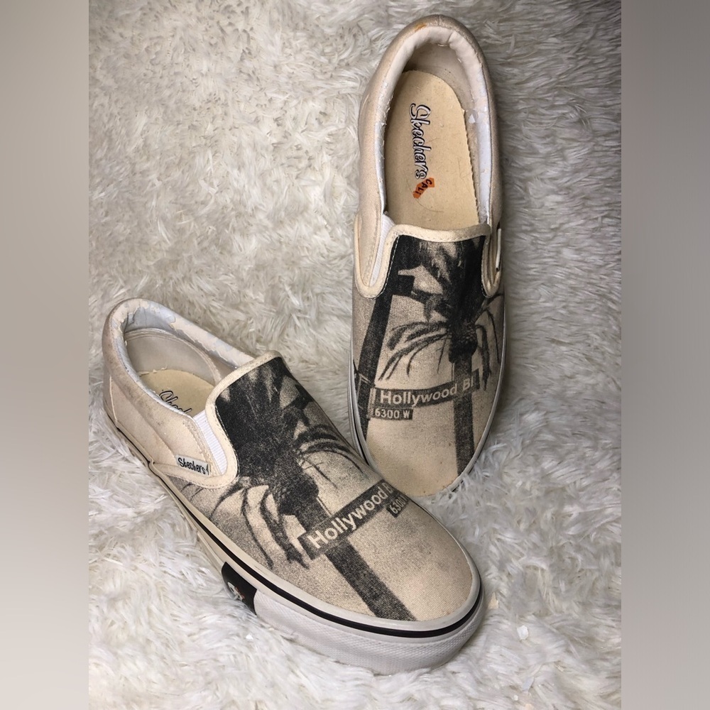 Skechers Palm Tree Canvas Slip-Ons US 10
